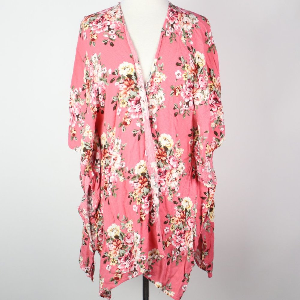 Umgee Womens Medium/Large Floral Kimono Sleeve Cardigan Duster